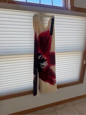 Amazon Cream Maxi Dress with Bold Red Floral Print